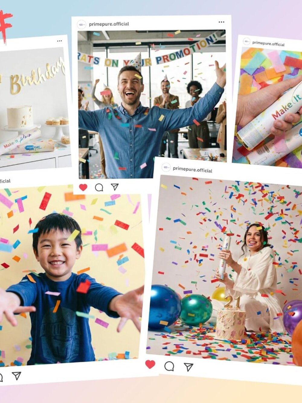 Confetti Cannon Poppers, Biodegradable Multicolor Paper, 2 Pack - Picture 8 of 10